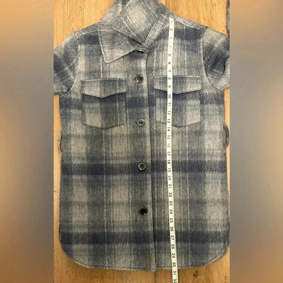 Tahari Staci Wool Blend Coat Shirt Jacket in Blue Plaid Women’s XS - Picture 5 of 7